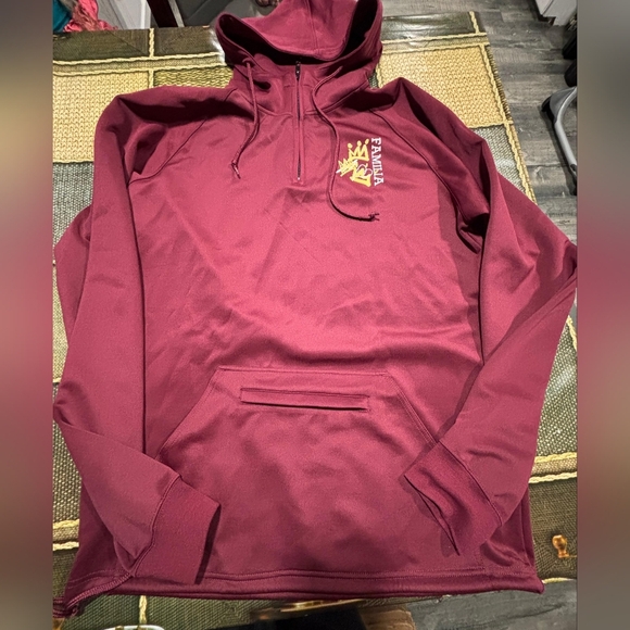 Men's Burgundy Zip Up Sweater XL - Picture 3 of 9
